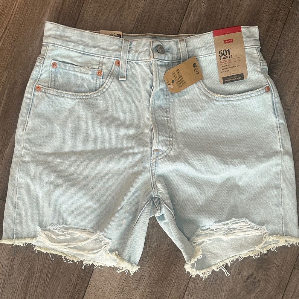 Levi's Sky Blue 501 Cutoff Shorts